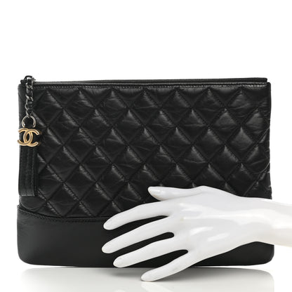 Chanel Aged Calfskin Quilted Medium Gabrielle Cosmetic Case Black 2 of 9