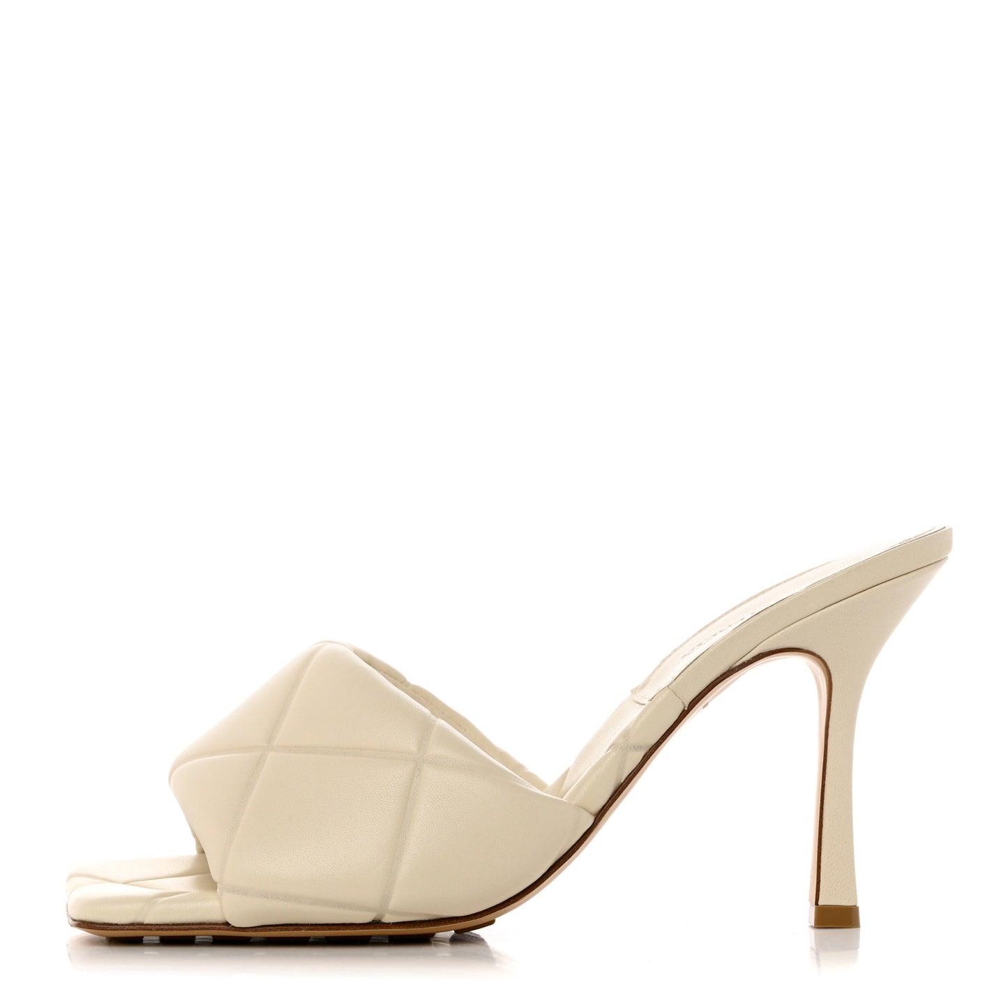 Nappa Quilted Rubber Lido Mule Sandals 40.5 Sea Salt
