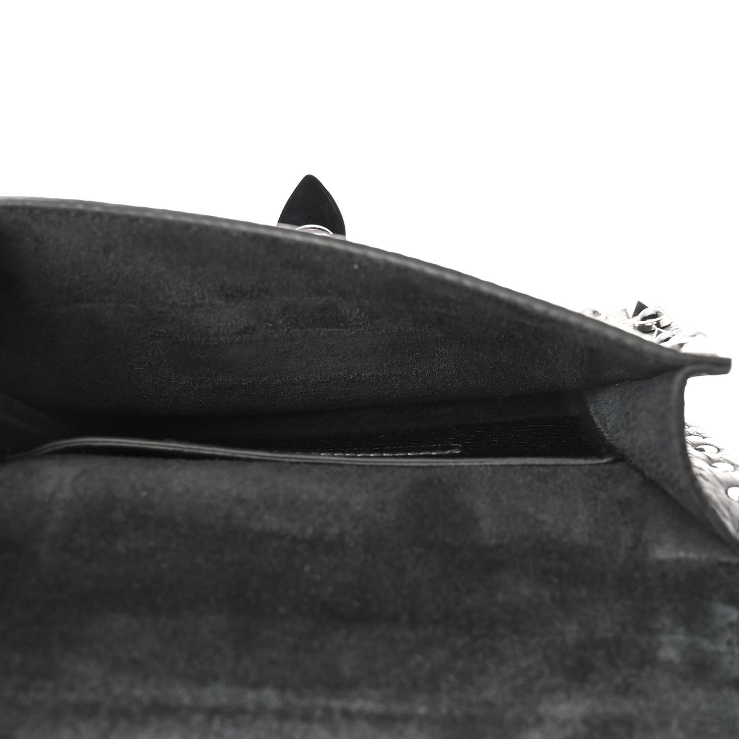Calfskin Small Guitar Strap Rockstud Rolling Shoulder Flap Bag Black