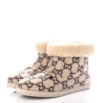 Gucci Covered Wool GG Monogram Womens Fria Horsebit Ankle Boots 41 Beige Ebony Butterscotch 3 of 10