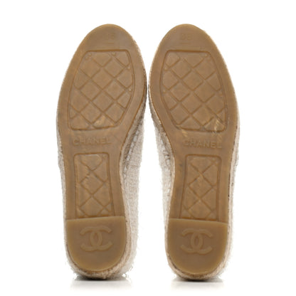 Chanel Tweed Grosgrain CC Espadrilles 36 White Black 4 of 4