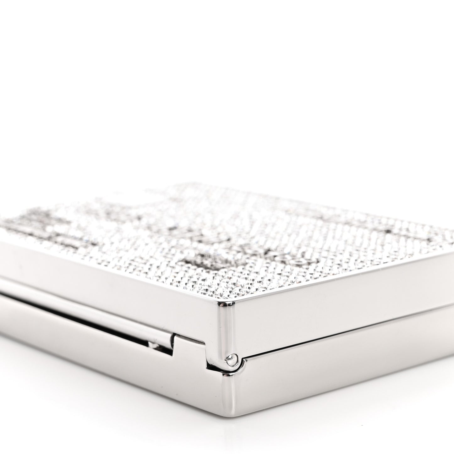 Crystal Credit Card Wangloc Minaudiere Clutch  Silver
