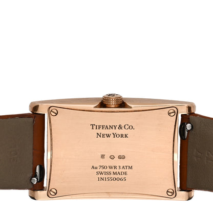 Tiffany 18K Yellow Gold Alligator 22mm East West Quartz Watch 4 of 5