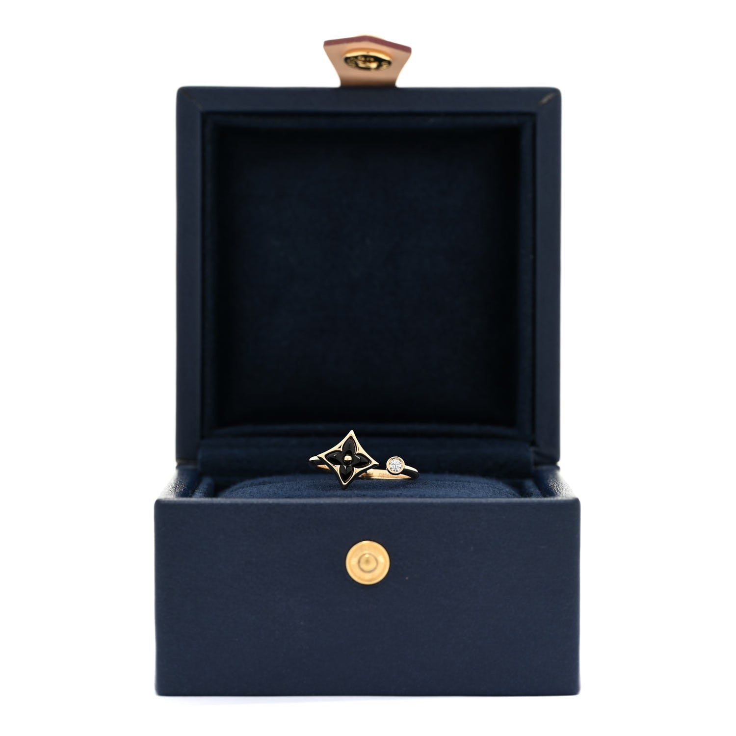 Louis Vuitton 18K Yellow Gold Diamond Black Onyx Color Blossom Mini Star Ring 54 6.75 7 of 7