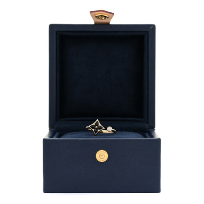 Louis Vuitton 18K Yellow Gold Diamond Black Onyx Color Blossom Mini Star Ring 54 6.75 7 of 7