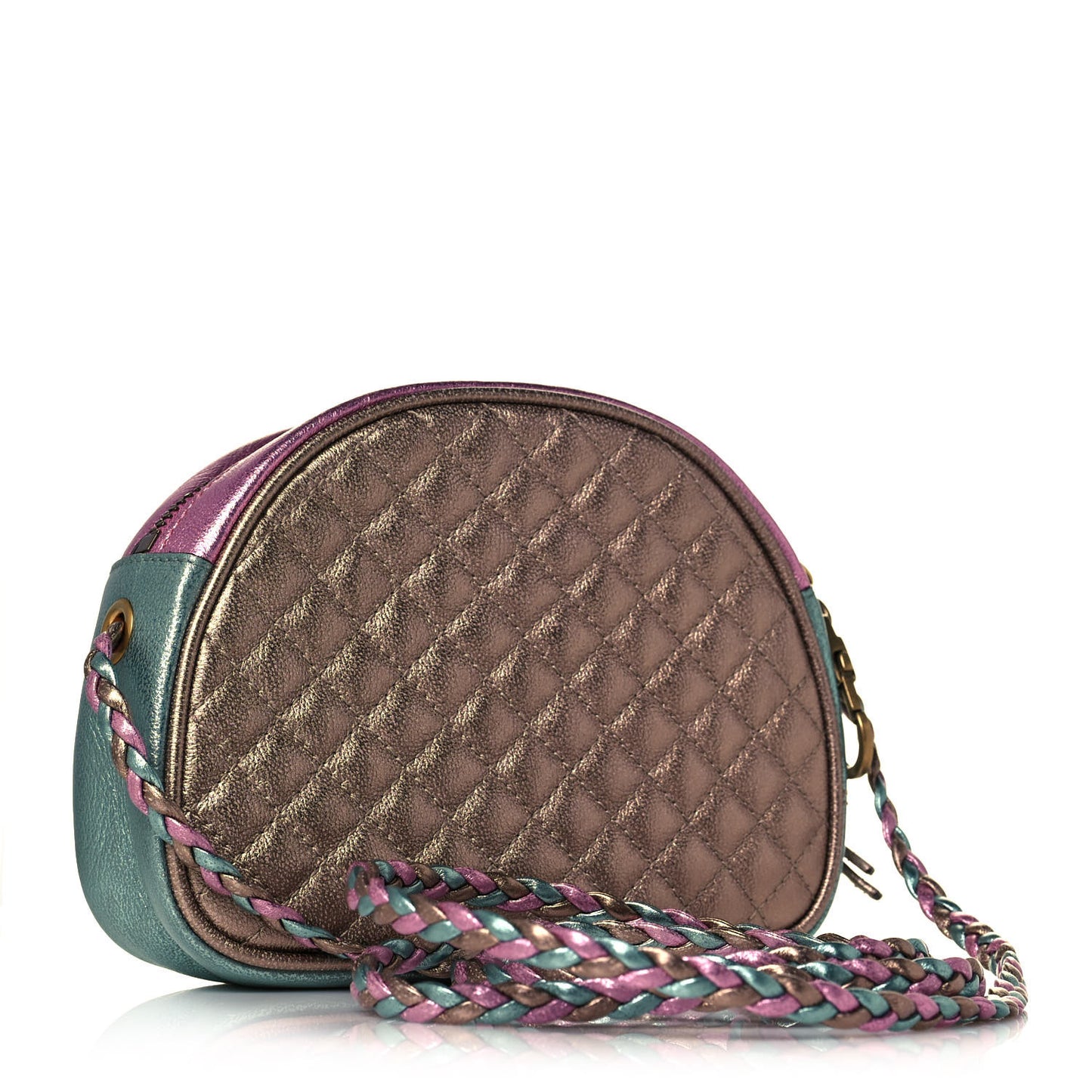 Laminated Nappa Trapuntata Mini Zumi Dome Shoulder Bag Rosa Lago Rame