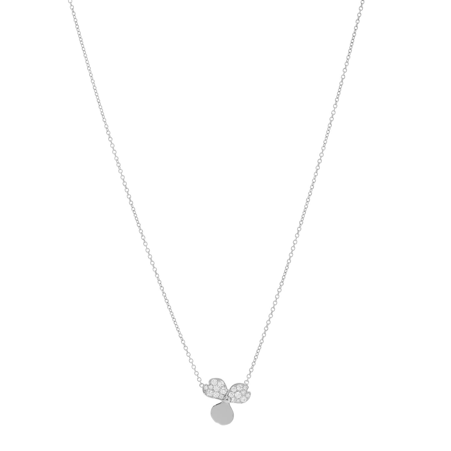 Platinum Diamond .17ctw Small Paper Flowers Pendant Necklace