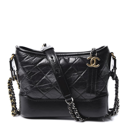 Chanel Aged Calfskin Quilted Small Gabrielle Hobo Black 1 of 10