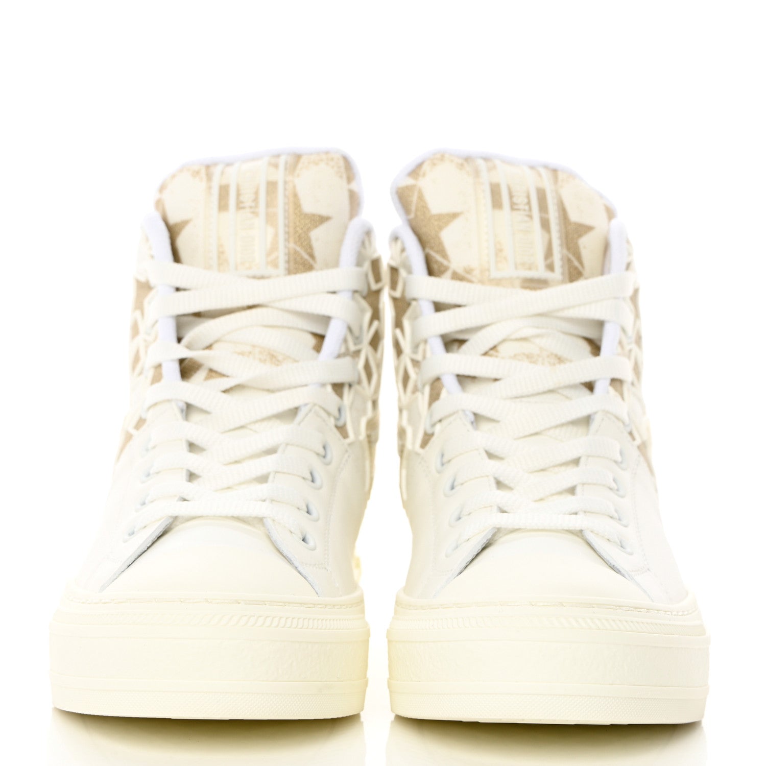 Christian Dior Canvas Embroidered Womens Walk'n' Dior Star High Top Sneakers 36.5 White Gold 3 of 18