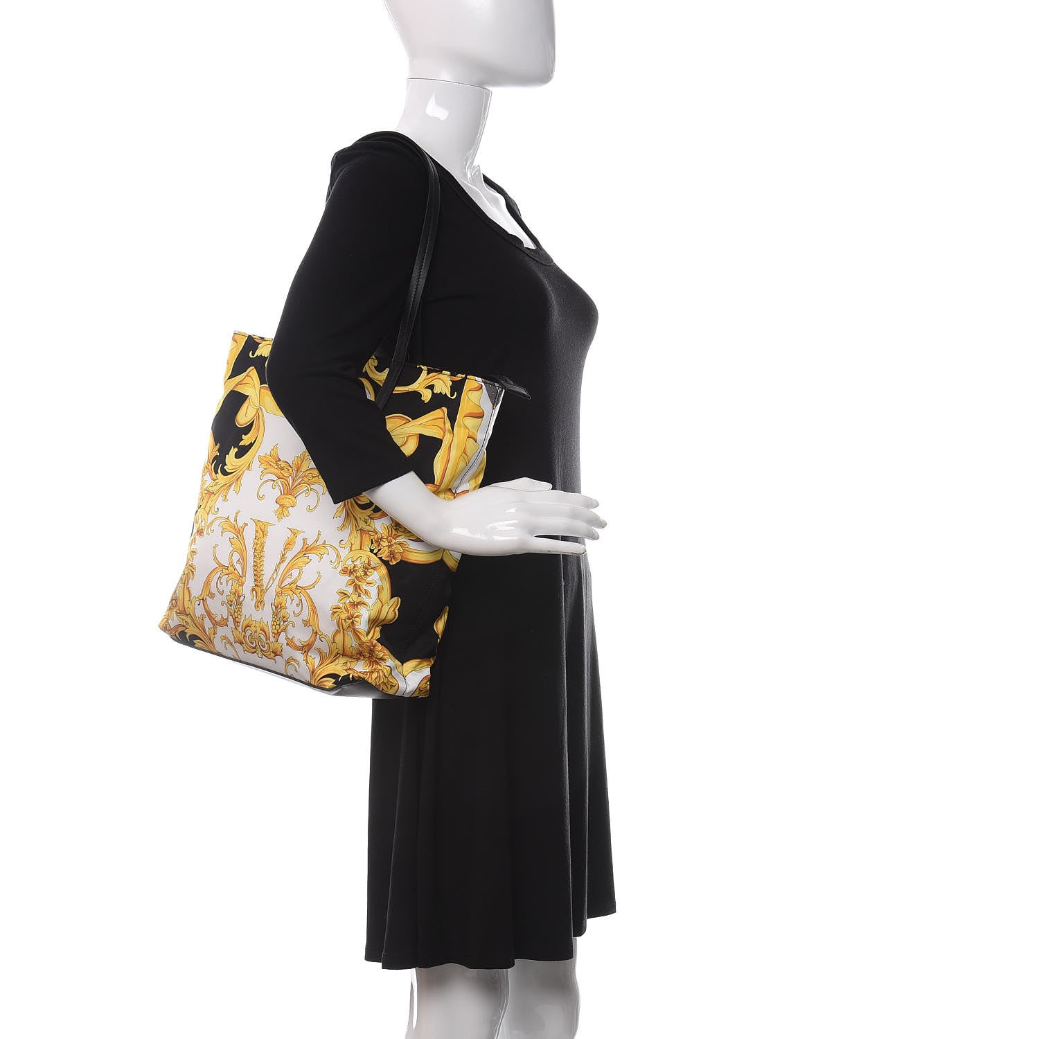 Versace Nylon Baroque Print Tote Black 2 of 9