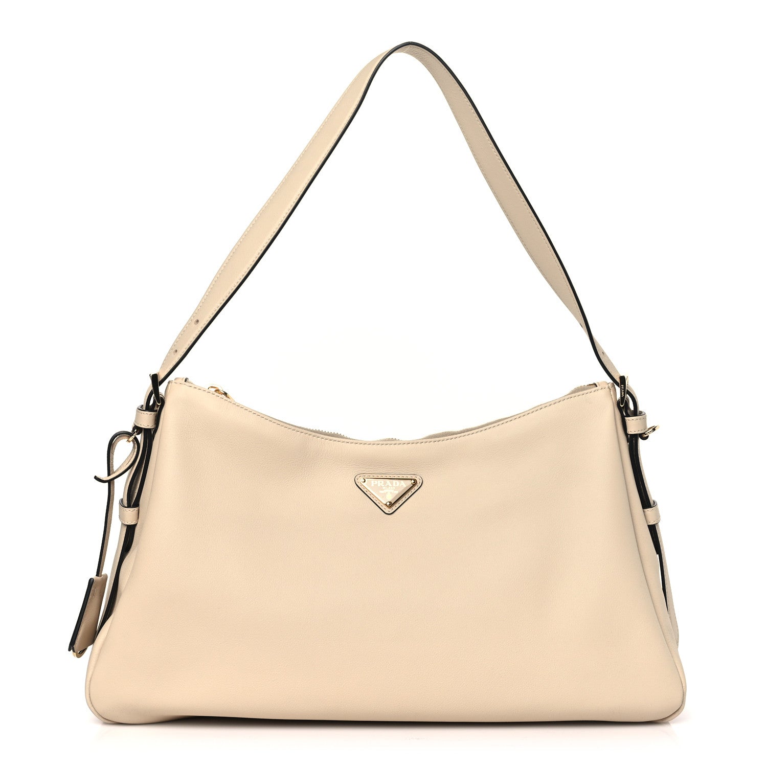 Prada Soft Calfskin Large Aimée Shoulder Bag Travertine 1 of 9