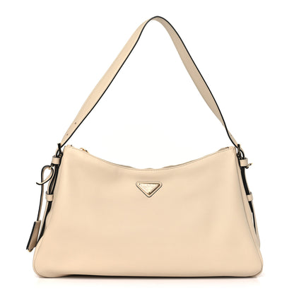 Prada Soft Calfskin Large Aimée Shoulder Bag Travertine 1 of 9