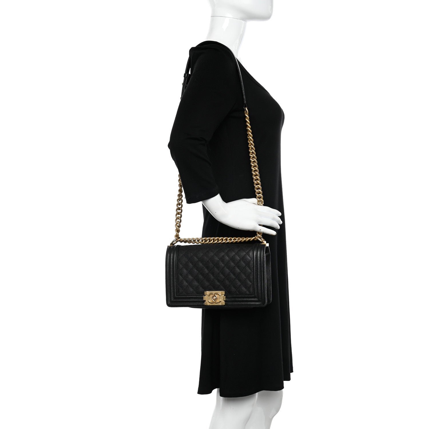 Chanel Caviar Quilted Medium Boy Flap Black 3 of 14