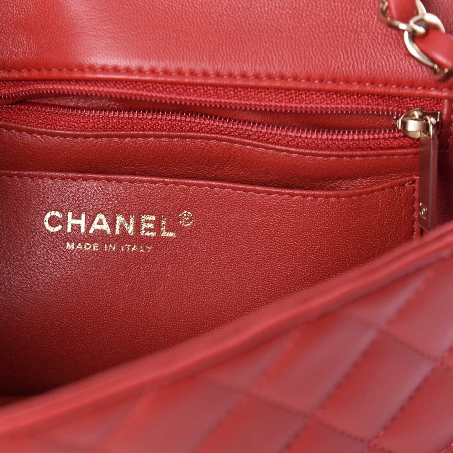 Lambskin Quilted Mini Rectangular Flap Red