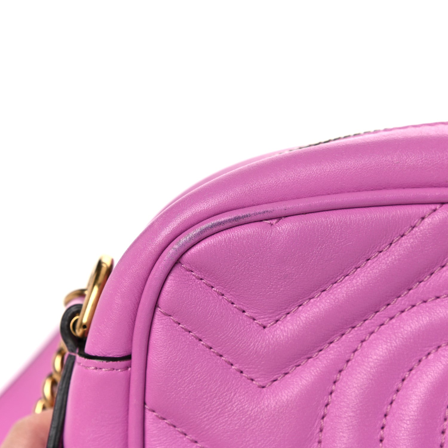 Gucci Calfskin Matelasse Mini GG Marmont Chain Shoulder Bag Candy Mousse 14 of 19