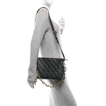 Louis Vuitton Lambskin Embossed Monogram Coussin PM Black 2 of 11