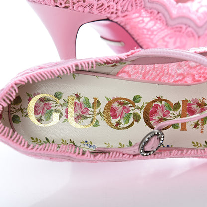 Gucci Lace Pizzo Venice Pumps 37 Sugar Pink 6 of 8