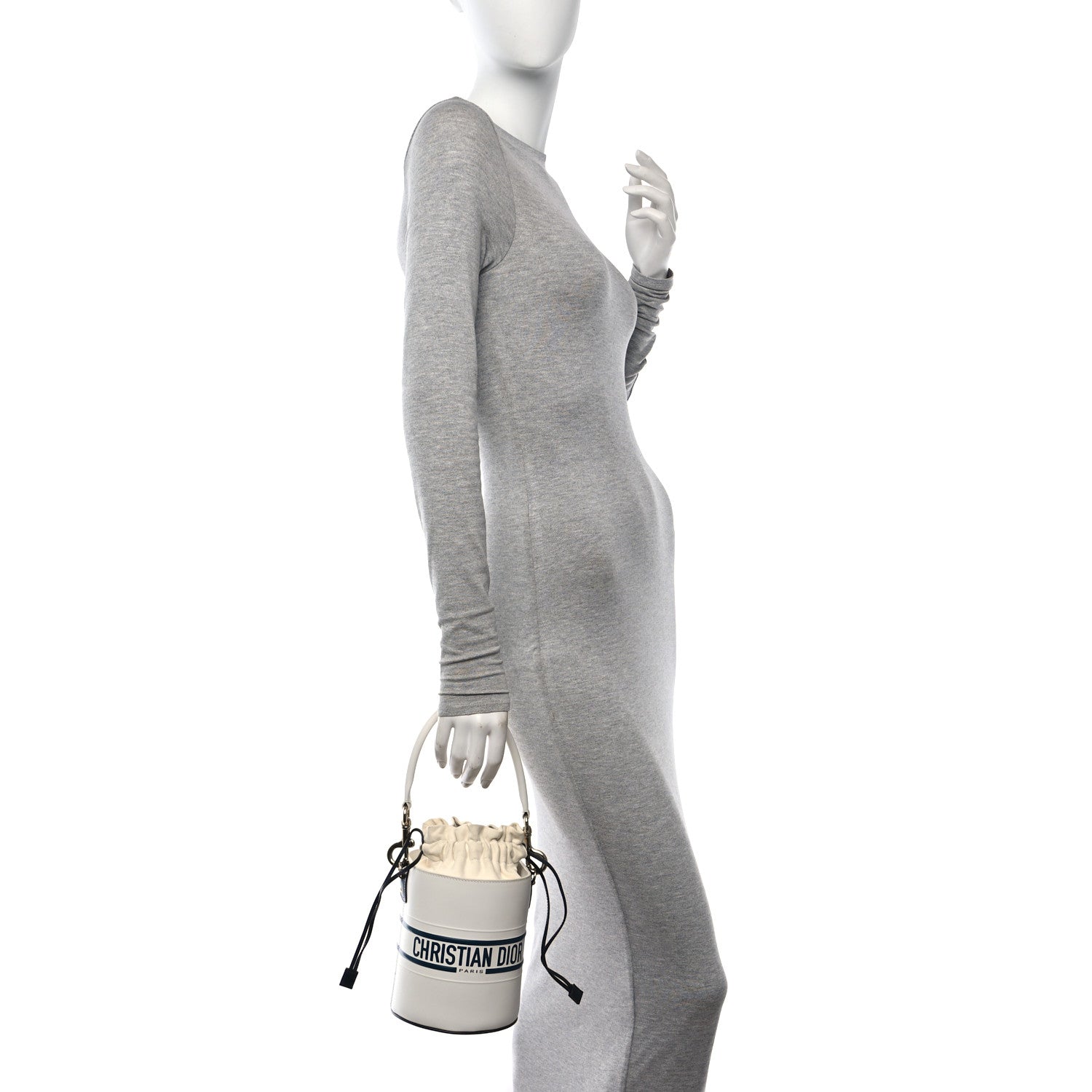 Christian Dior Calfskin Small Dior Vibe Bucket White Blue 2 of 10