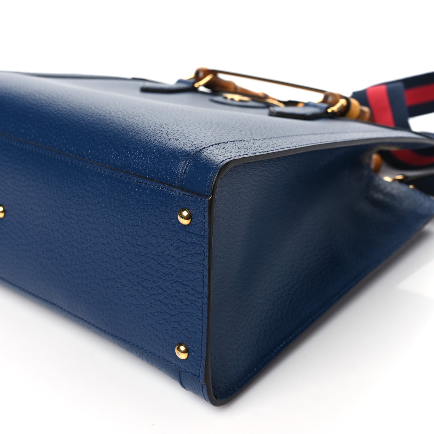 Textured Dollar Calfskin Web Medium Diana Tote Bag Royal Crop