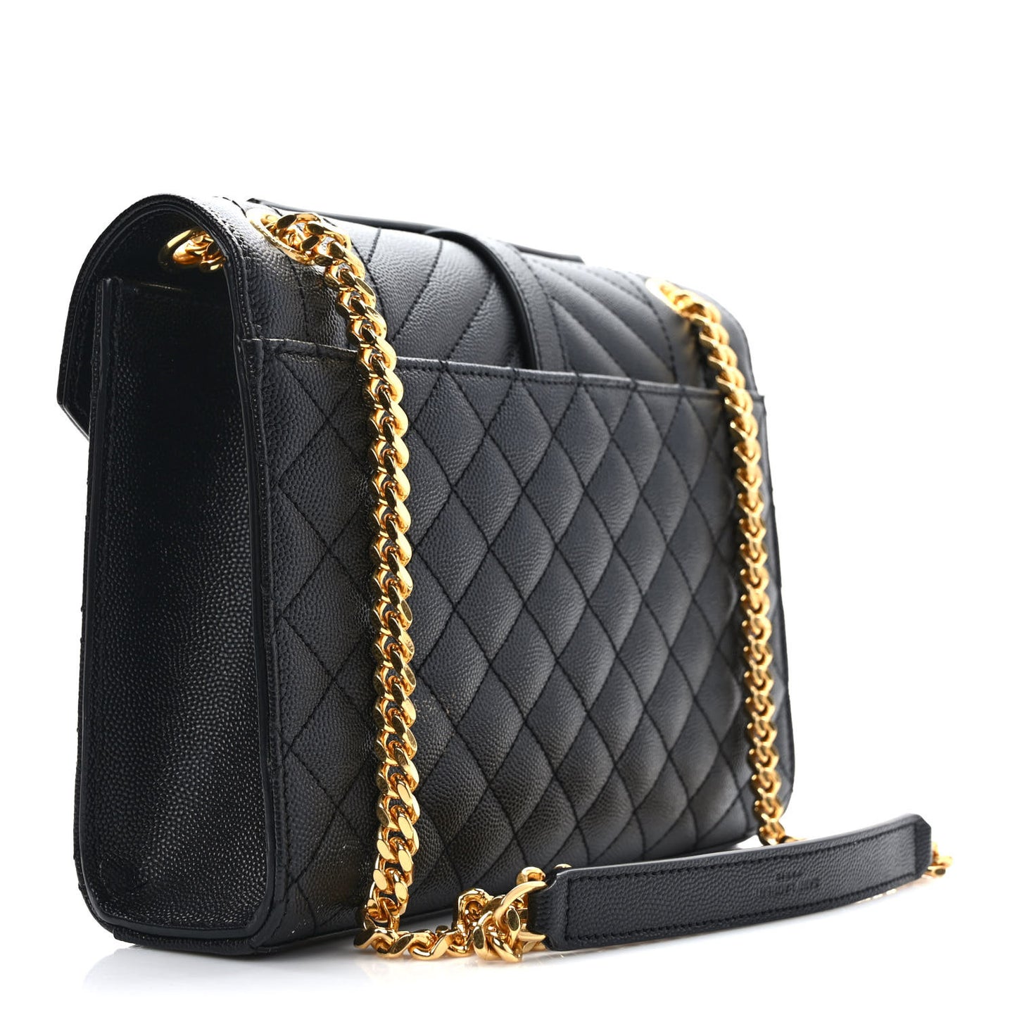 Grain De Poudre Textured Mixed Matelasse Triquilt Medium Monogram Satchel Black