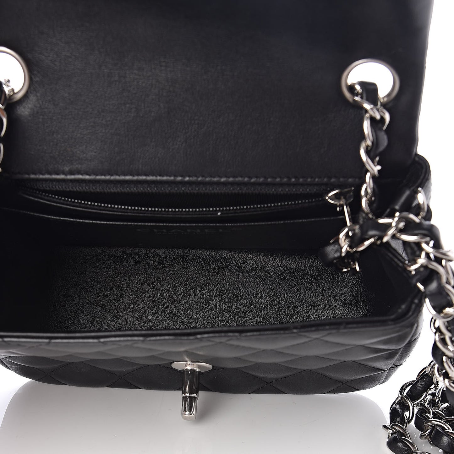 Lambskin Quilted Mini Square Flap Black