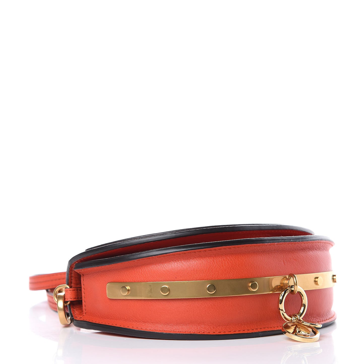 Calfskin Small Nile Bracelet Minaudiere Bag Sepia Red