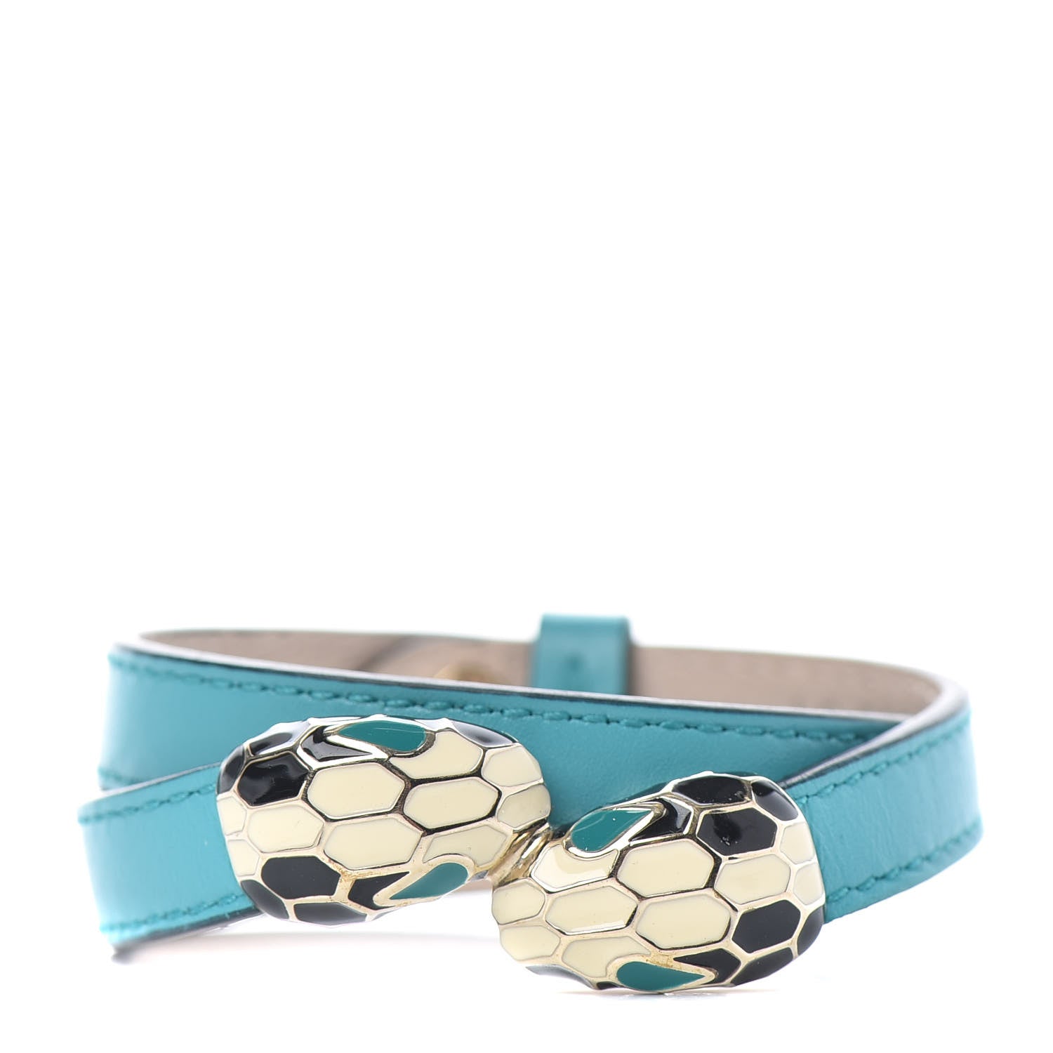 Bulgari Calfskin Serpenti Forever Multi-coiled Bracelet M Aquarelle Turquoise 1 of 4