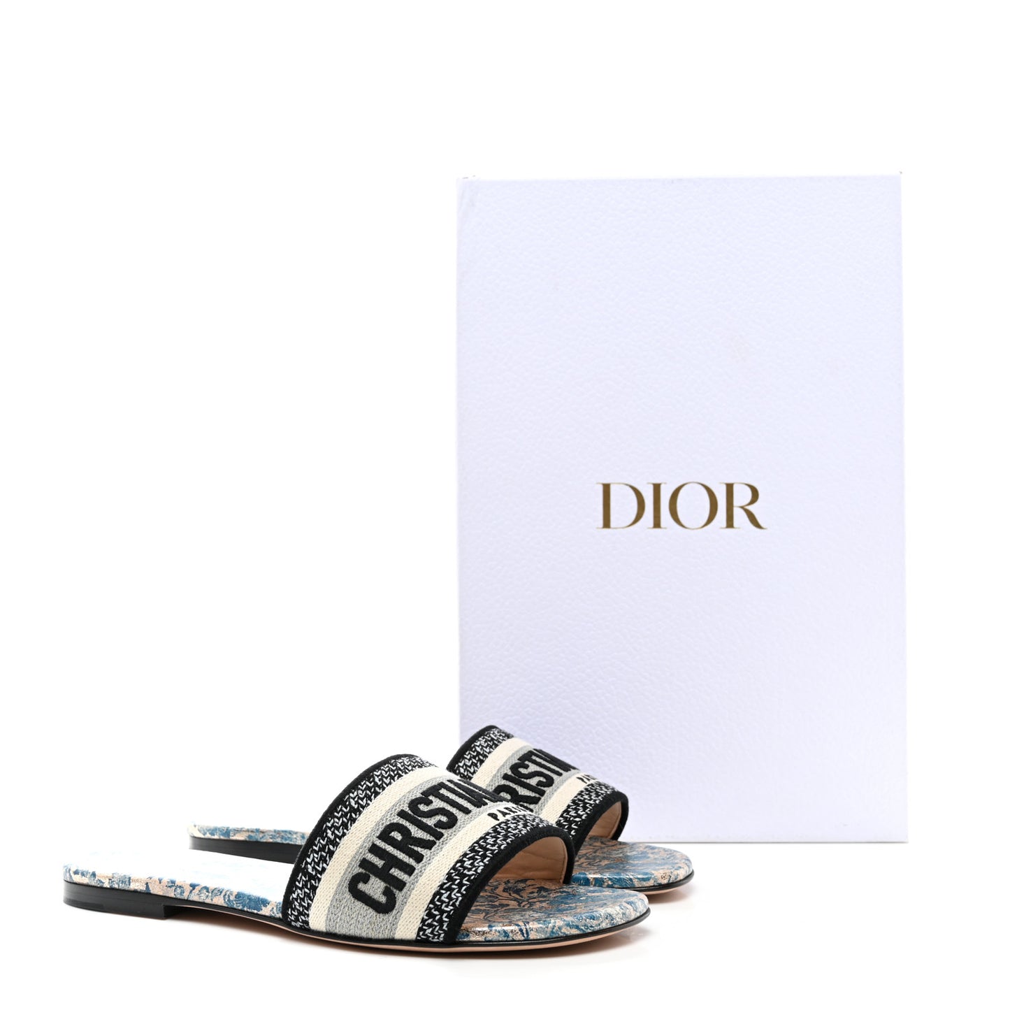 Canvas Brocart Embroidered Dway Mules Slide Sandals 36 Canard