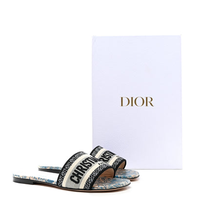 Christian Dior Canvas Brocart Embroidered Dway Mules Slide Sandals 36 Canard 9 of 9