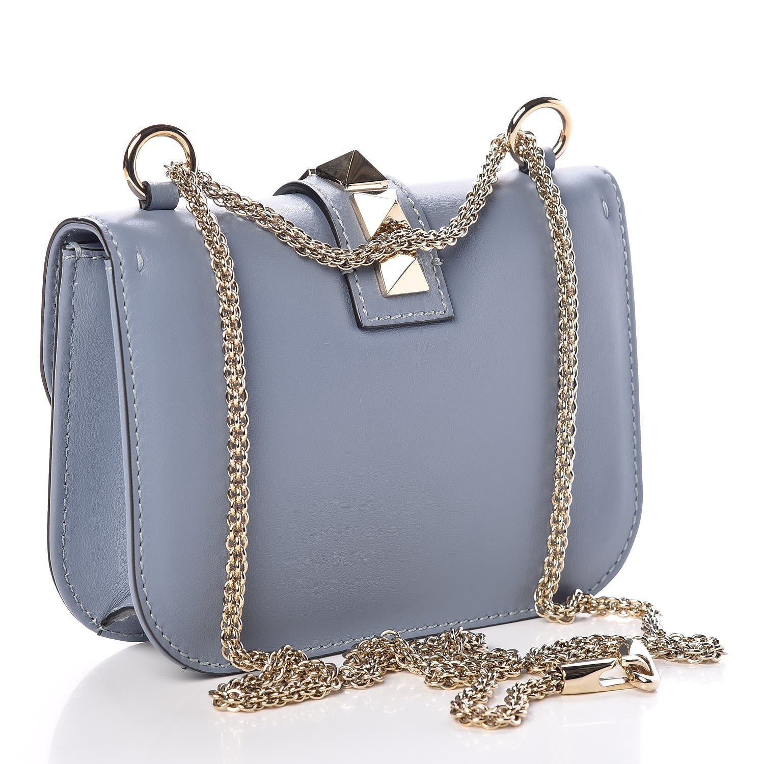 Valentino Garavani Vitello Small Glam Lock Rockstud Flap London Stone 3 of 9