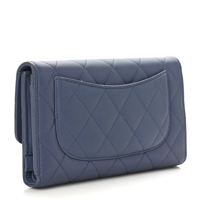 Chanel Lambskin Quilted Large Flap Wallet Blue 3 of 8