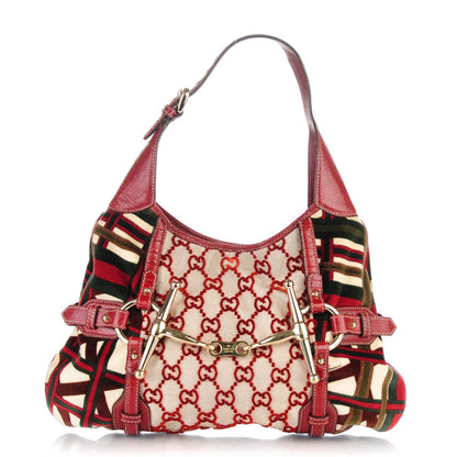 Gucci Velvet 85th Anniversary Horsebit Hobo Red 1 of 8