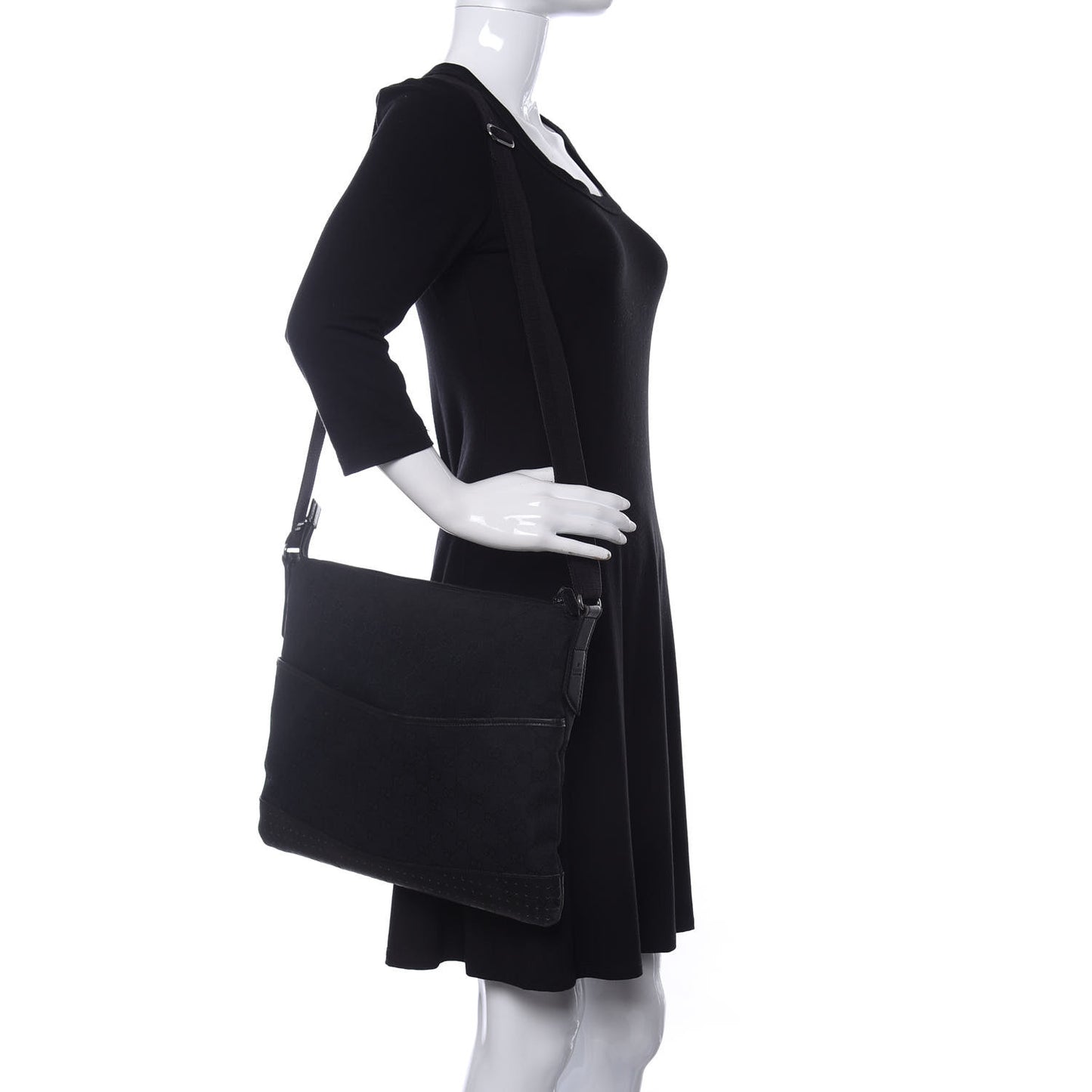 Monogram Perforated Calfskin Messenger Black