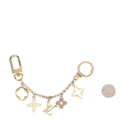 Louis Vuitton Brass Enamel Fleur De Monogram Bag Charm Chain Gold 2 of 3