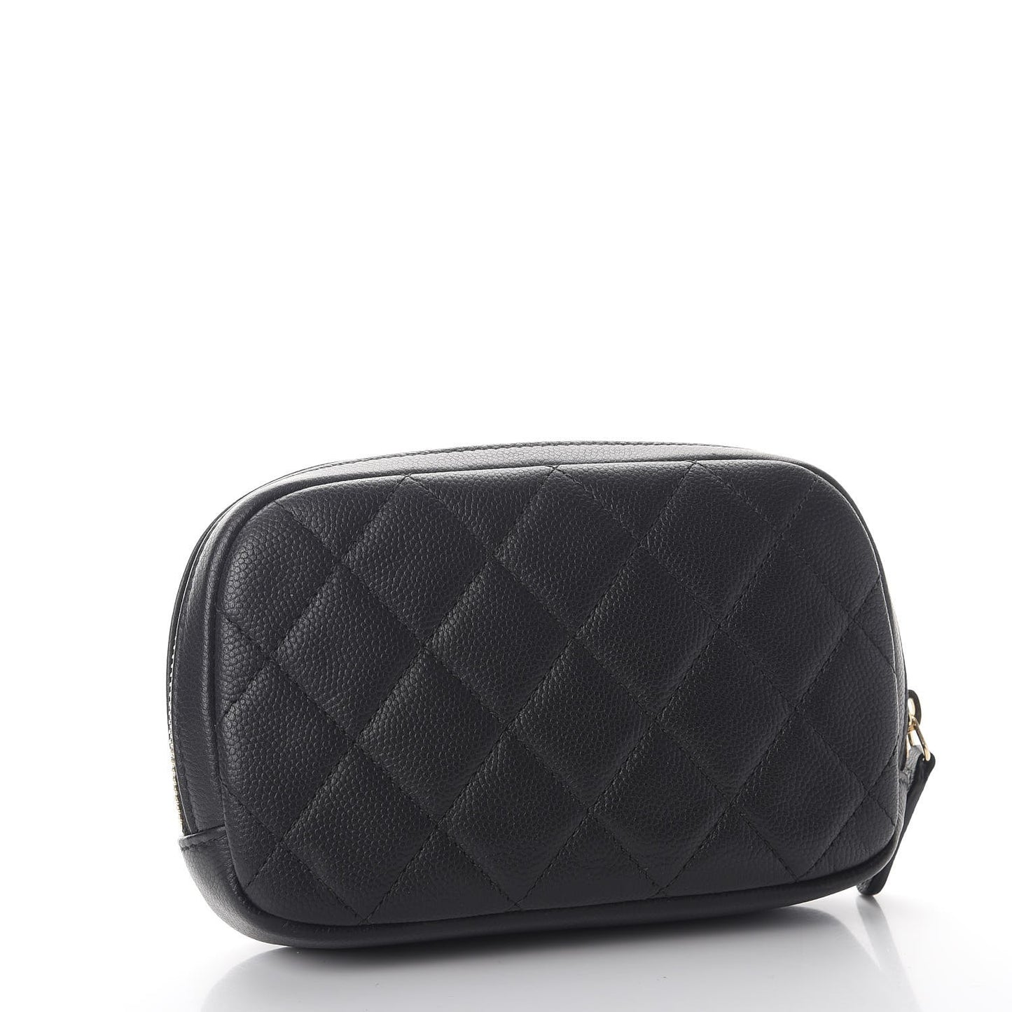 Caviar Quilted Small Curvy Pouch Cosmetic Case Black