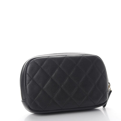 Chanel Caviar Quilted Small Curvy Pouch Cosmetic Case Black 3 of 8
