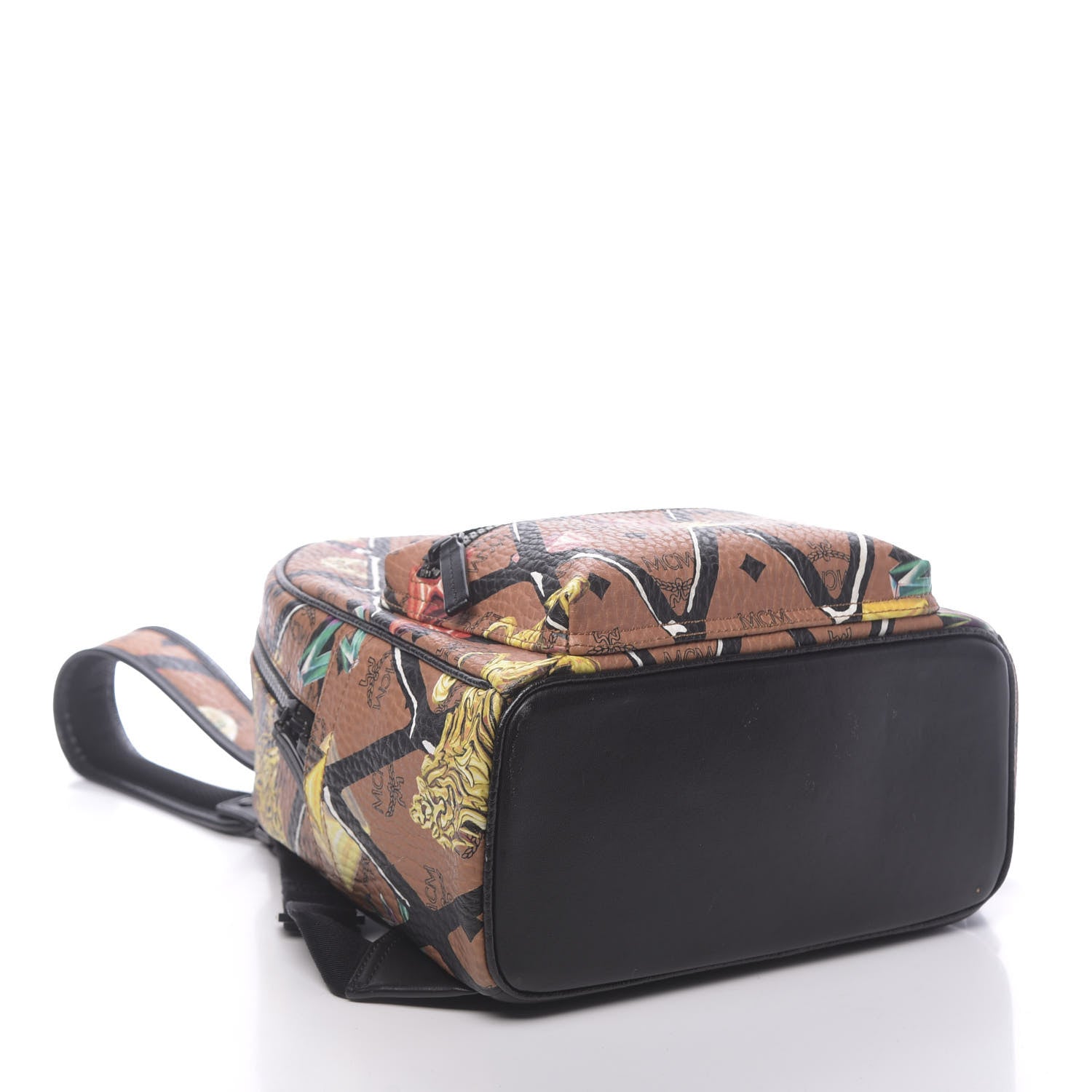MCM Visetos Calfskin Motif Rombi Lion Printed Small Backpack Cognac 3 of 10
