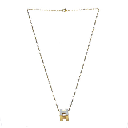 Hermes Gold Lacquered Cage d' Pendant Necklace White 3 of 5