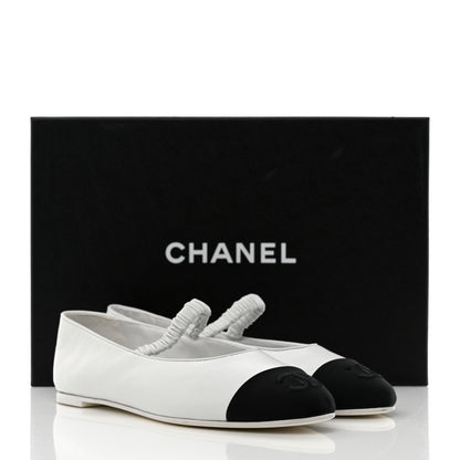 Chanel Lambskin Grosgrain Cap Toe CC Ballerina Flats With Leg Warmers 36 White 10 of 10