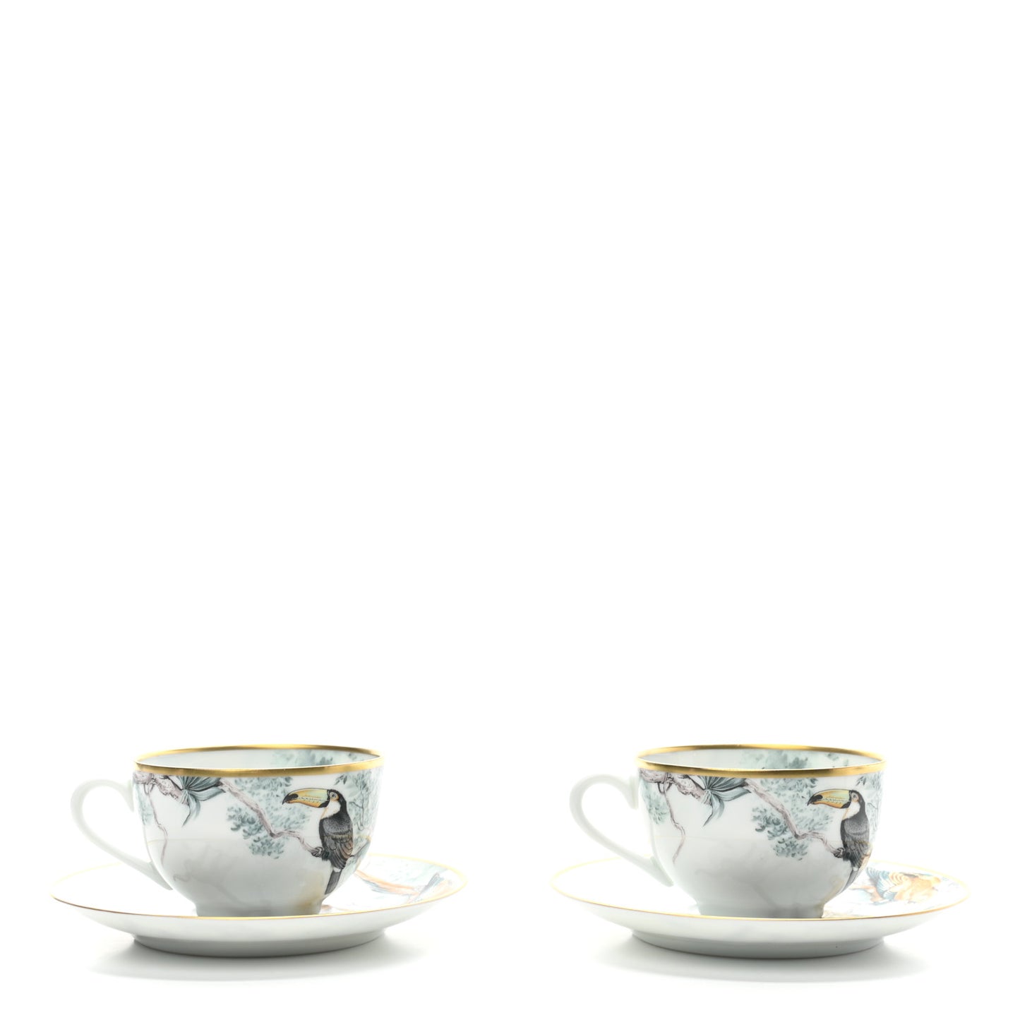 Porcelain Carnets d'Equateur Tea Cup and Saucer Set of 2