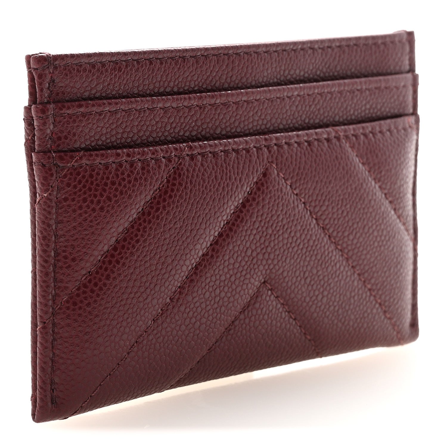 Chanel Caviar Chevron Quilted Card Holder Dark Burgundy 3 of 9
