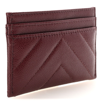 Chanel Caviar Chevron Quilted Card Holder Dark Burgundy 3 of 9