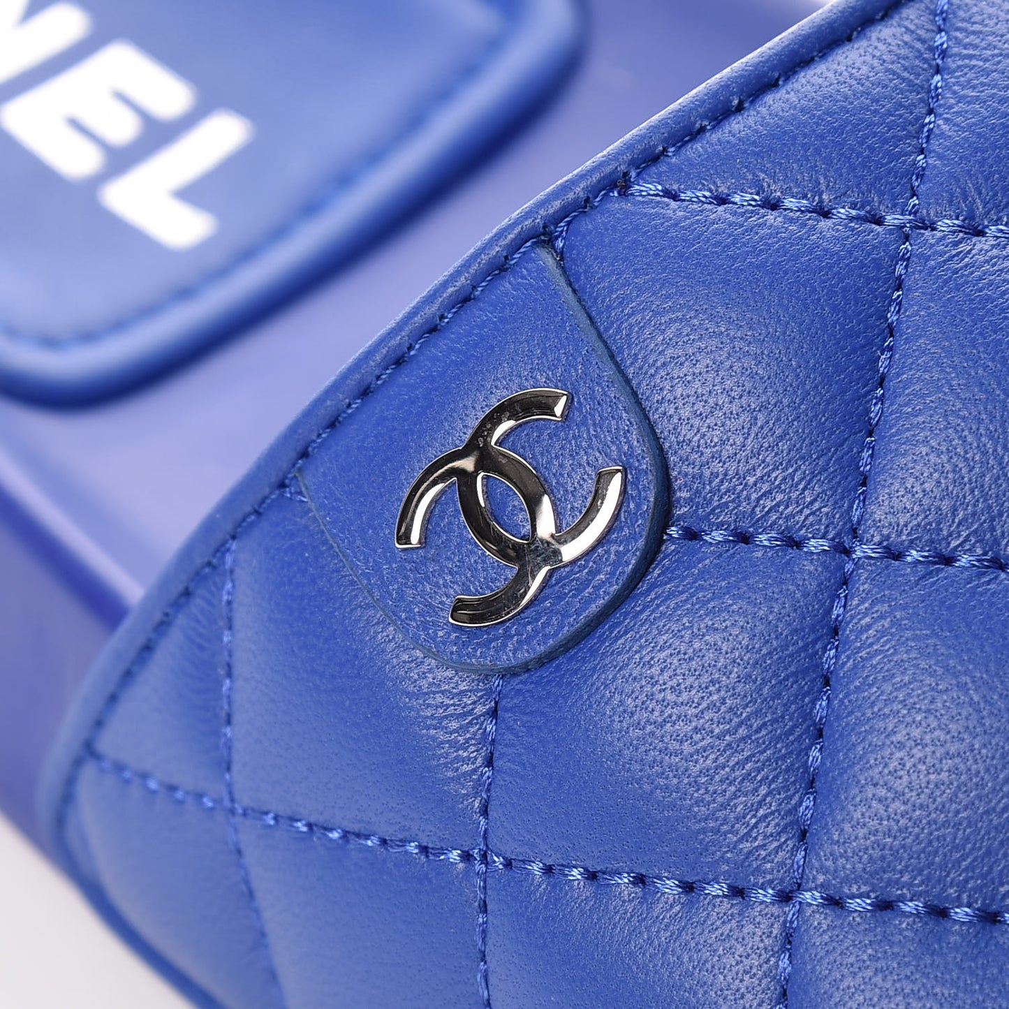 Lambskin Quilted CC Mules Sandals 36 Blue