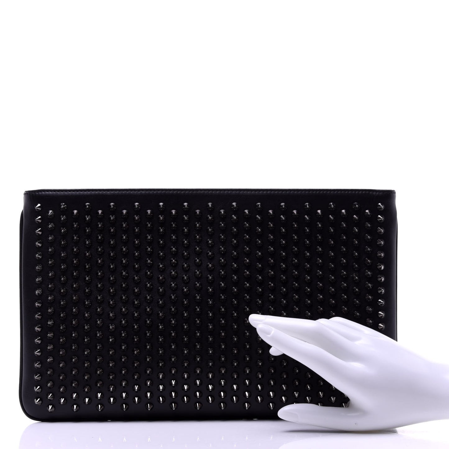 Calfskin Studded Loubiposh Clutch Black