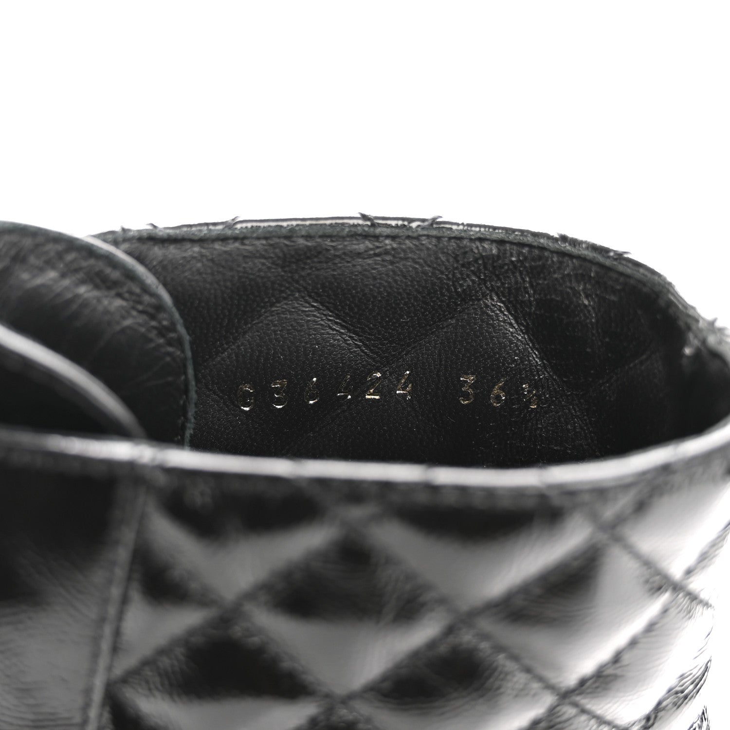 Chanel Shiny Goatskin Calfskin Quilted Lace Up Combat Boots 36.5 Black 9 of 9