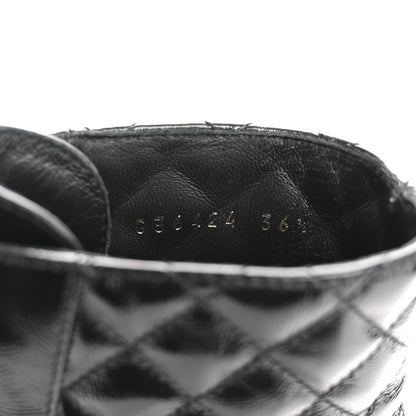 Chanel Shiny Goatskin Calfskin Quilted Lace Up Combat Boots 36.5 Black 9 of 9
