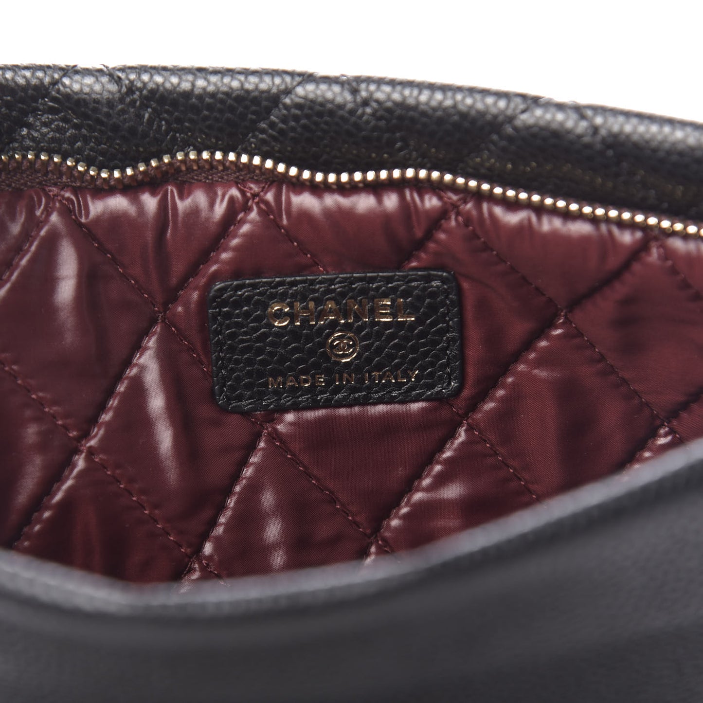Caviar Quilted CC Beauty Clutch Black