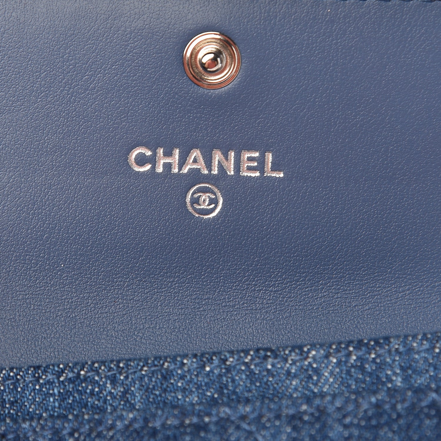 Chanel Denim Camelia Charms Card Holder Blue 6 of 8