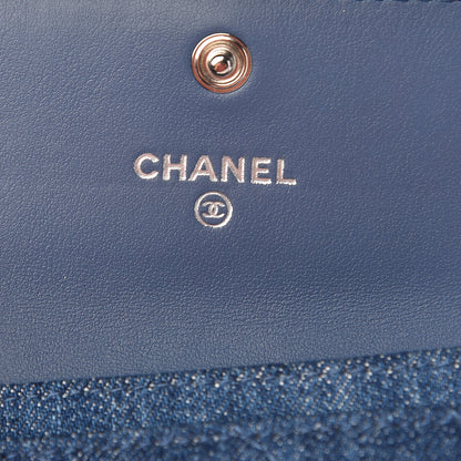 Chanel Denim Camelia Charms Card Holder Blue 6 of 8