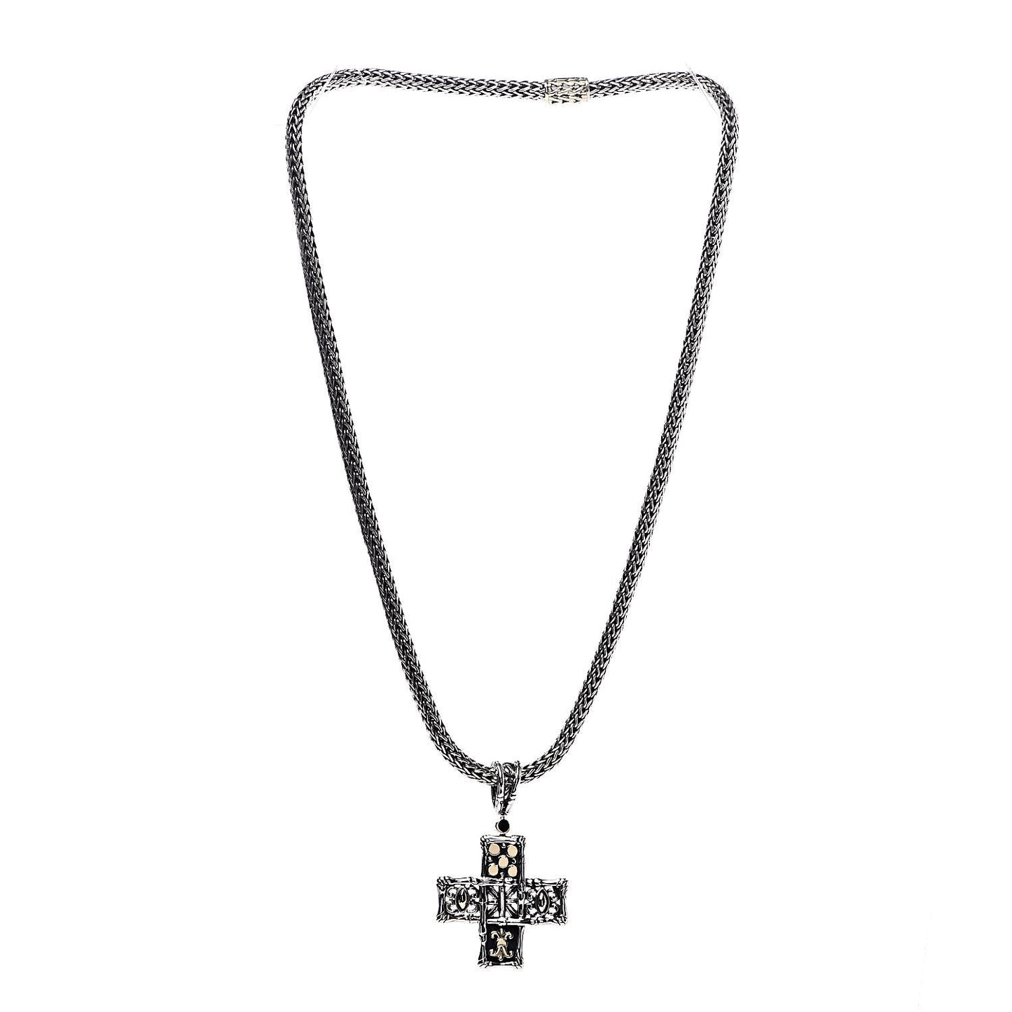 Sterling Silver 18K Yellow Gold Cross Pendant Necklace